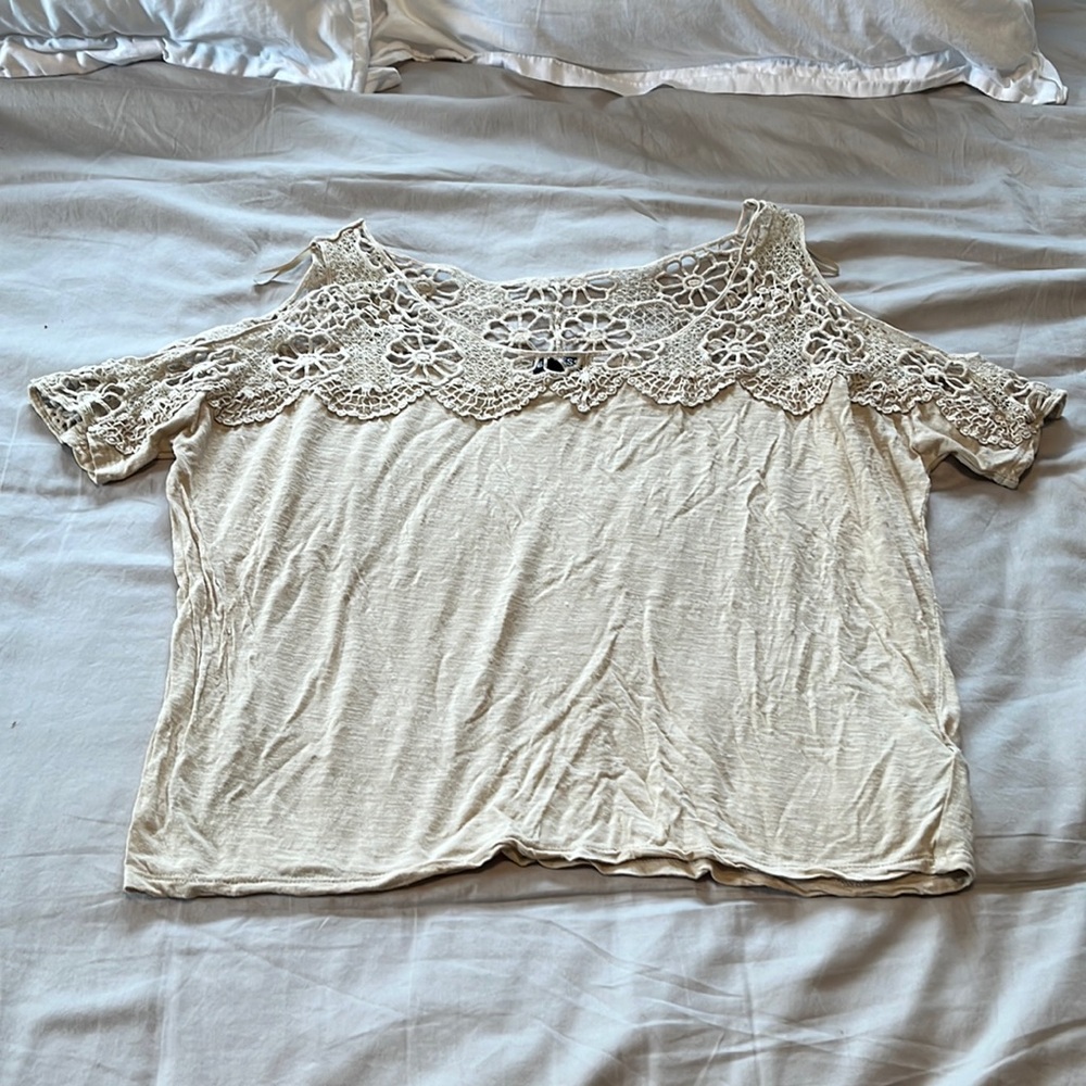 Express tan crochet top